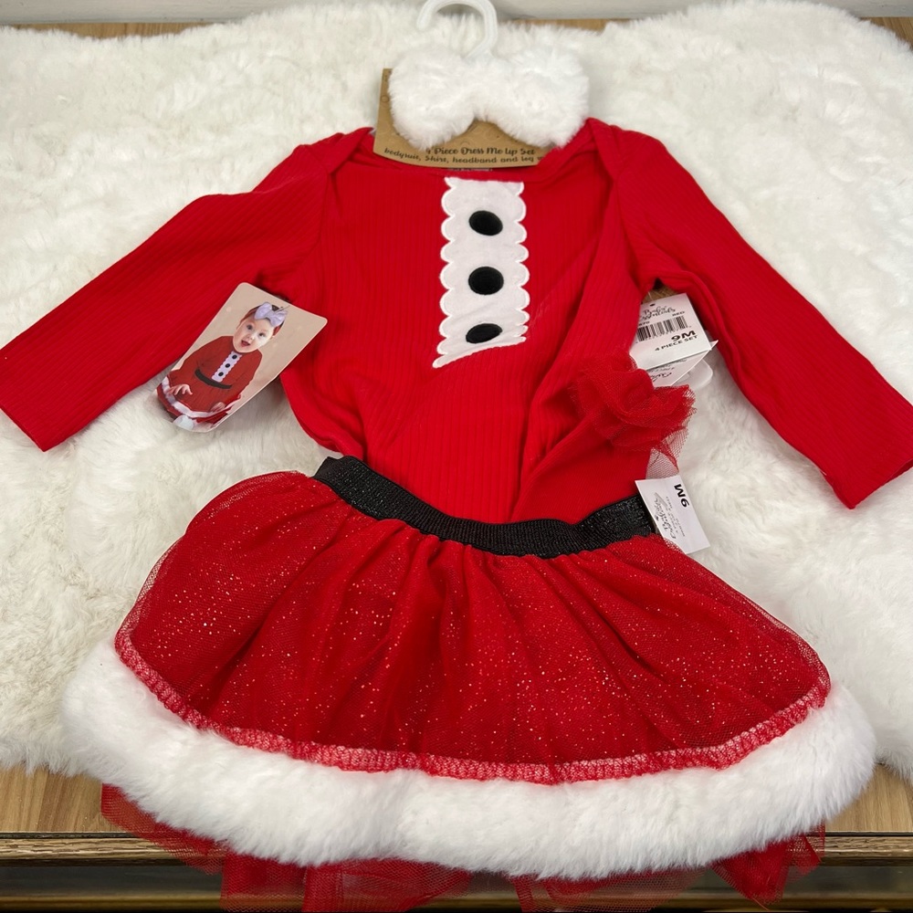 NEW Baby Essentials Baby Christmas 4 Piece Matching Santa Set Size 9M